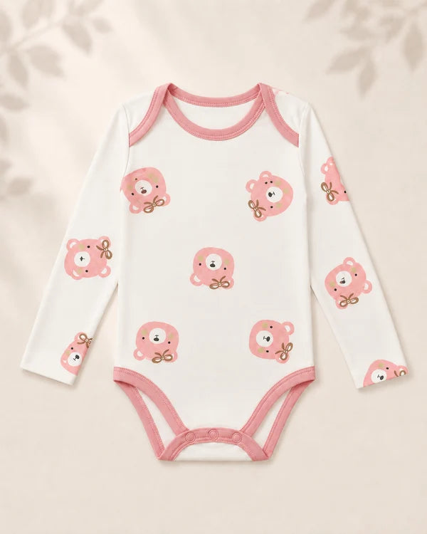 Pack of 3 Full Sleeve Bodysuits - Pink Bear - 011