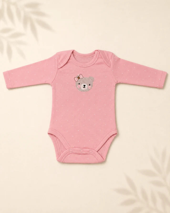 Pack of 3 Full Sleeve Bodysuits - Pink Bear - 011
