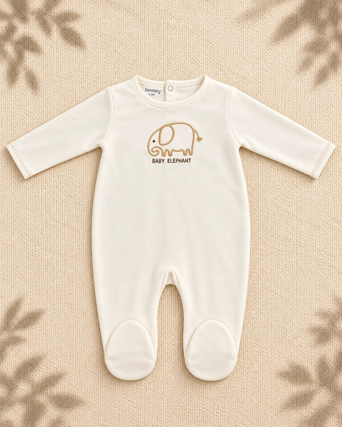 Pack of 3 - Full Sleeves - Footed Sleep Suits - Elephant