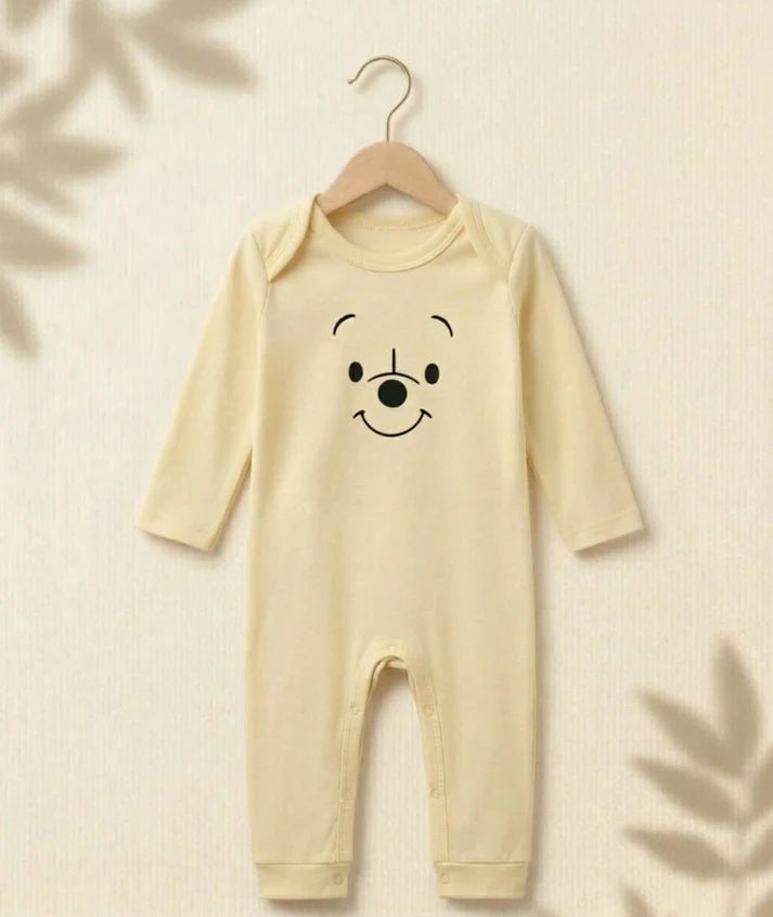 Pack of 3 - Full Sleeves - Sleep Suits - Yellow pooh