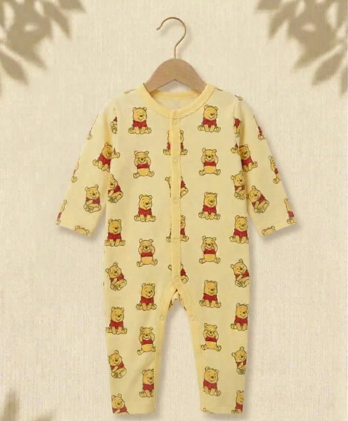 Pack of 3 - Full Sleeves - Sleep Suits - Yellow pooh