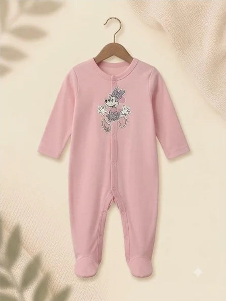 Pack of 3 - Full Sleeves - Footed Sleep Suits - Miney Mouse