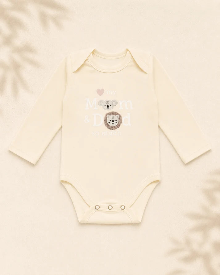 Pack of 3 Full Sleeve Bodysuits - Lion & koala - 008