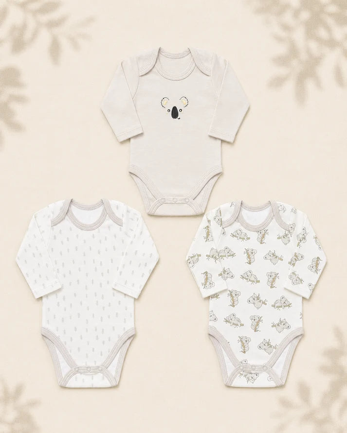 Pack of 3 Full Sleeve Bodysuits - koala - 006
