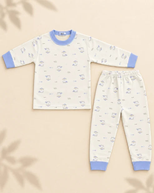 Winter Night Suit - Happy Puppy Blue - D2