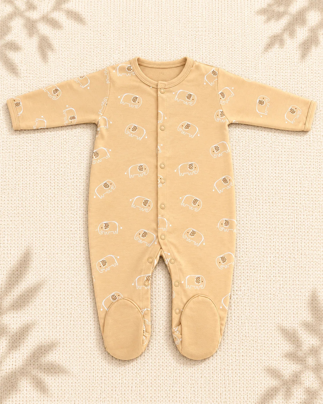 Pack of 3 - Full Sleeves - Footed Sleep Suits - Elephant