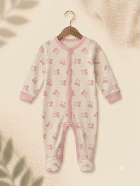 Pack of 3 - Full Sleeves - Footed Sleep Suits - Miney Mouse