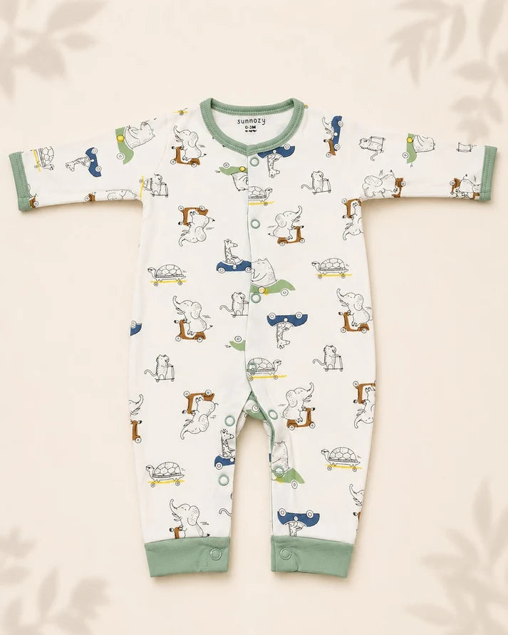 Pack of 3 - Full Sleeves - Sleep Suits - Green Turtle