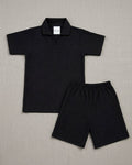 V Neck - Shirt & Shorts - Black