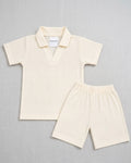 V Neck - Shirt & Shorts - Cream